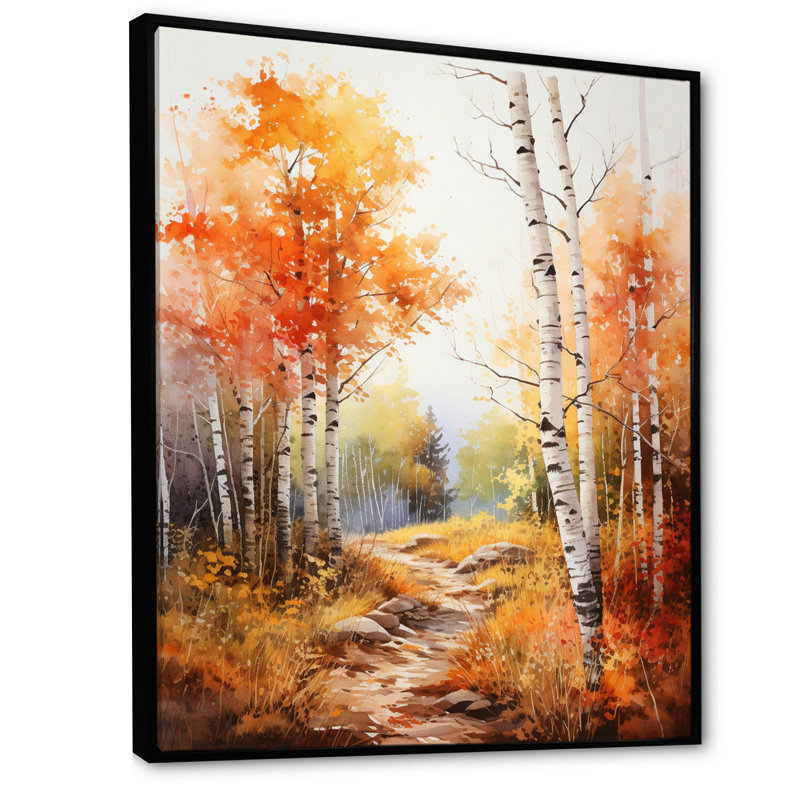 Reproduction d'art sur toile Bartlow Birch Woods Autumn Sonata IV, Cadre flottant noir, H 32 po x l 24 po x P 1 po