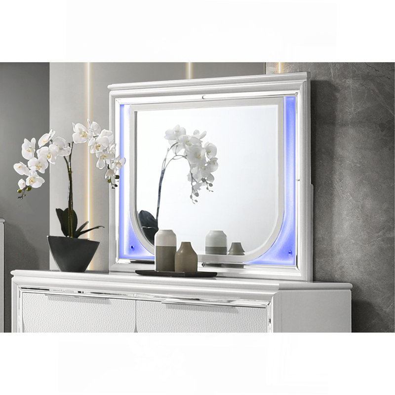 Miroir blanc perle