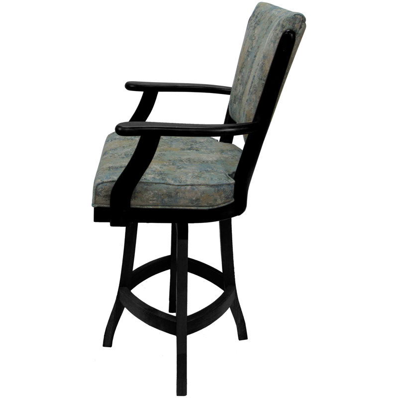 Irminger Classic Swivel Wood Extra Tall Stool, Blue Polyester Blend/Black Frame, Extra Tall (34" Seat Height)