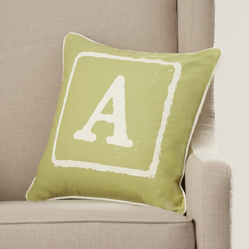 Coussin décoratif en coton, A, Ivoire / lime, 22 po x 22 po