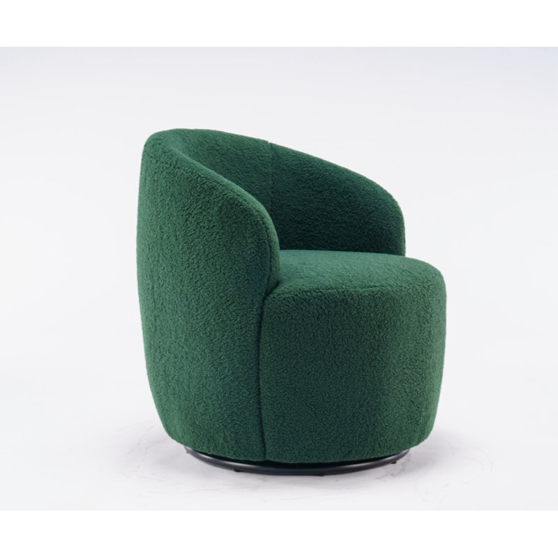 Swivel Accent Armchair Barrel Chair With Powder Coating Metal Ring, Foam Green