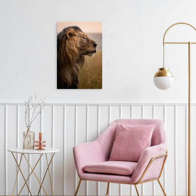 Majestic Wet Lion Contemporary Wall Art Print 1 Piece Wrapped Canvas Wall Art, 60.96cm H x 40.64cm W