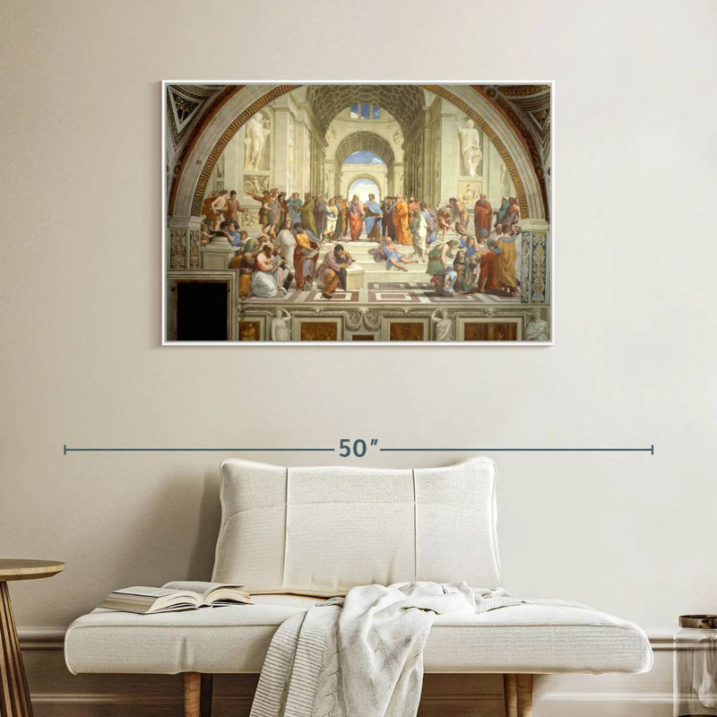L'école d'Athènes, 40 po x 27 po, Cadre flottant blanc