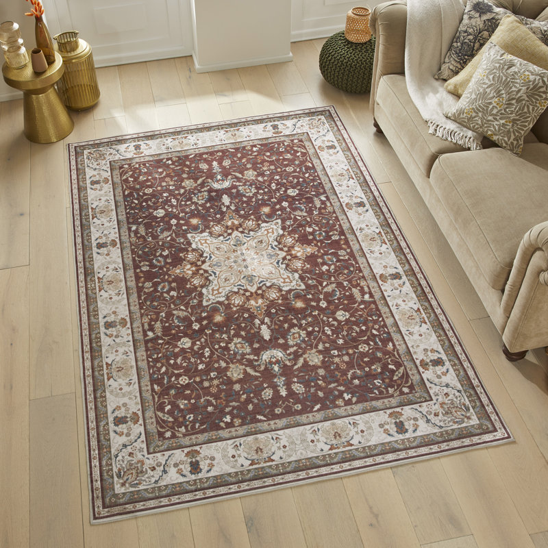 Traditional Red Washable/Stain Guarded Area Rug , Rectangle 160 x 230 cm