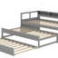 Lit de jour simple TG en bois avec 2 lits gigognes, 3 casiers de rangement, 1 lumière gratuite et USB-1373273401