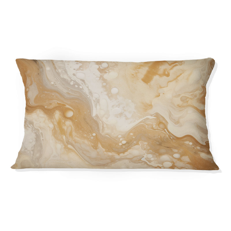 Crème marbrée Melody IV - Coussin décoratif à imprimé abstrait