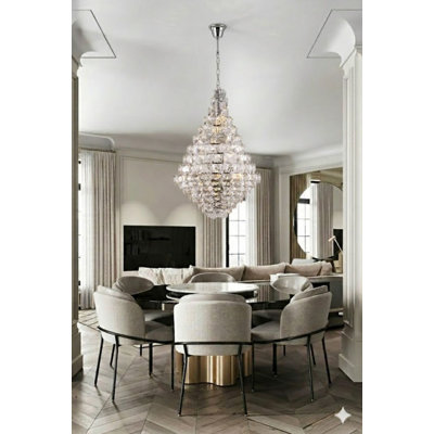 Lustre 36 lumières chromées avec détails en cristal
