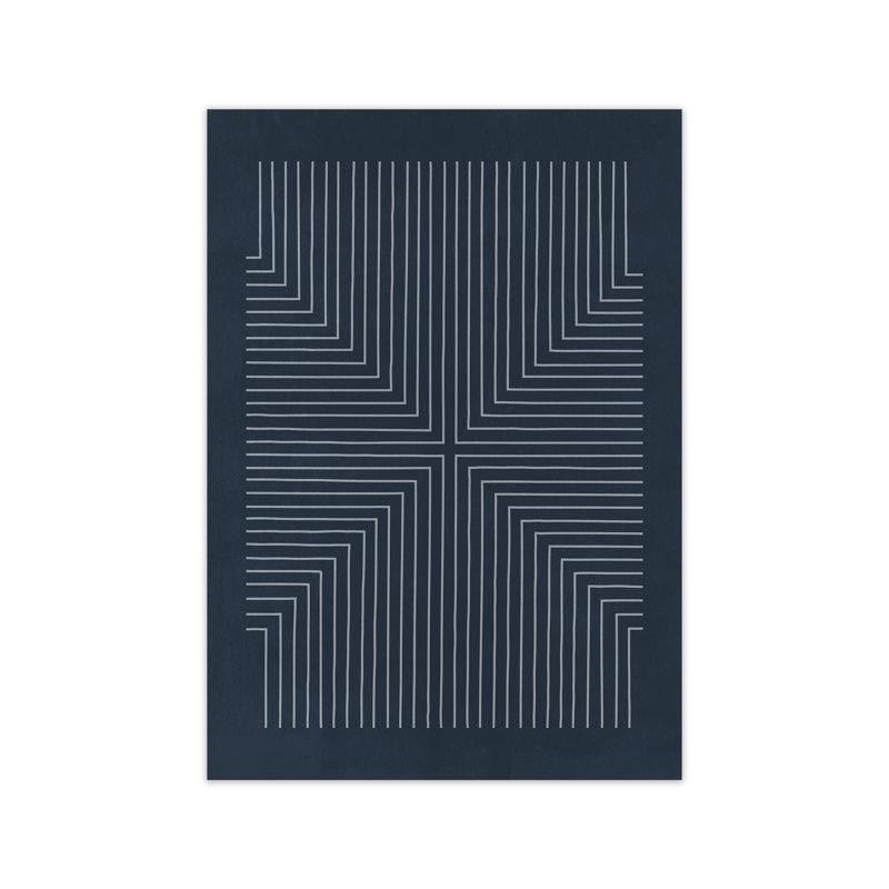Mid Century Geometric Blue Original - Print, 30cm H x 21cm W x 1cm D, No Frame