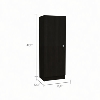 Single Door Pantry Storage Cabinet With Four Interior Shelves
