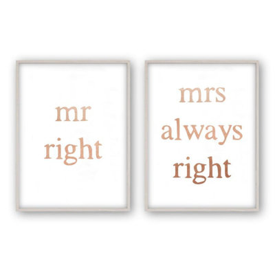 Mr Right Mrs Always Right - 2 Piece Print