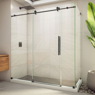 Ensemble de douche coulissante sans cadre DreamLine Enigma-X P 34 1/2 po x l 68 3/8 - 72 3/8 po x H 76 po noir mat