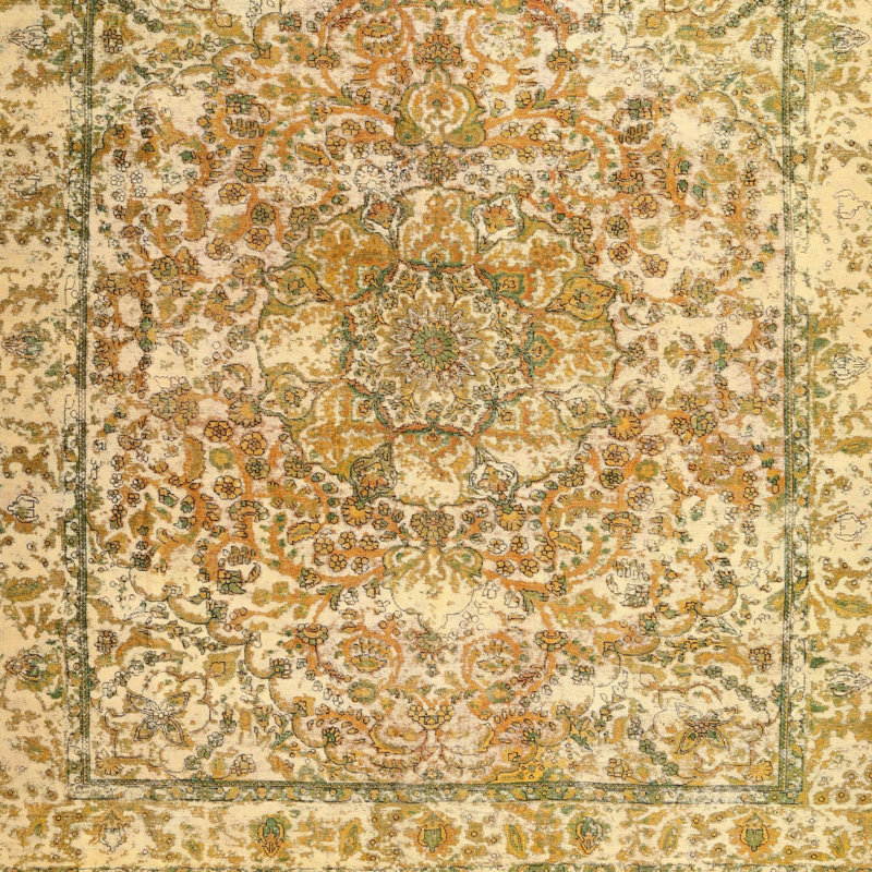 Tapis contemporain orange, Carré 7 pi