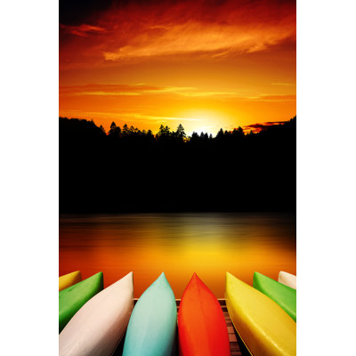 Xxxl Canoe Sunset by Sharply_done - Wrapped Canvas Print