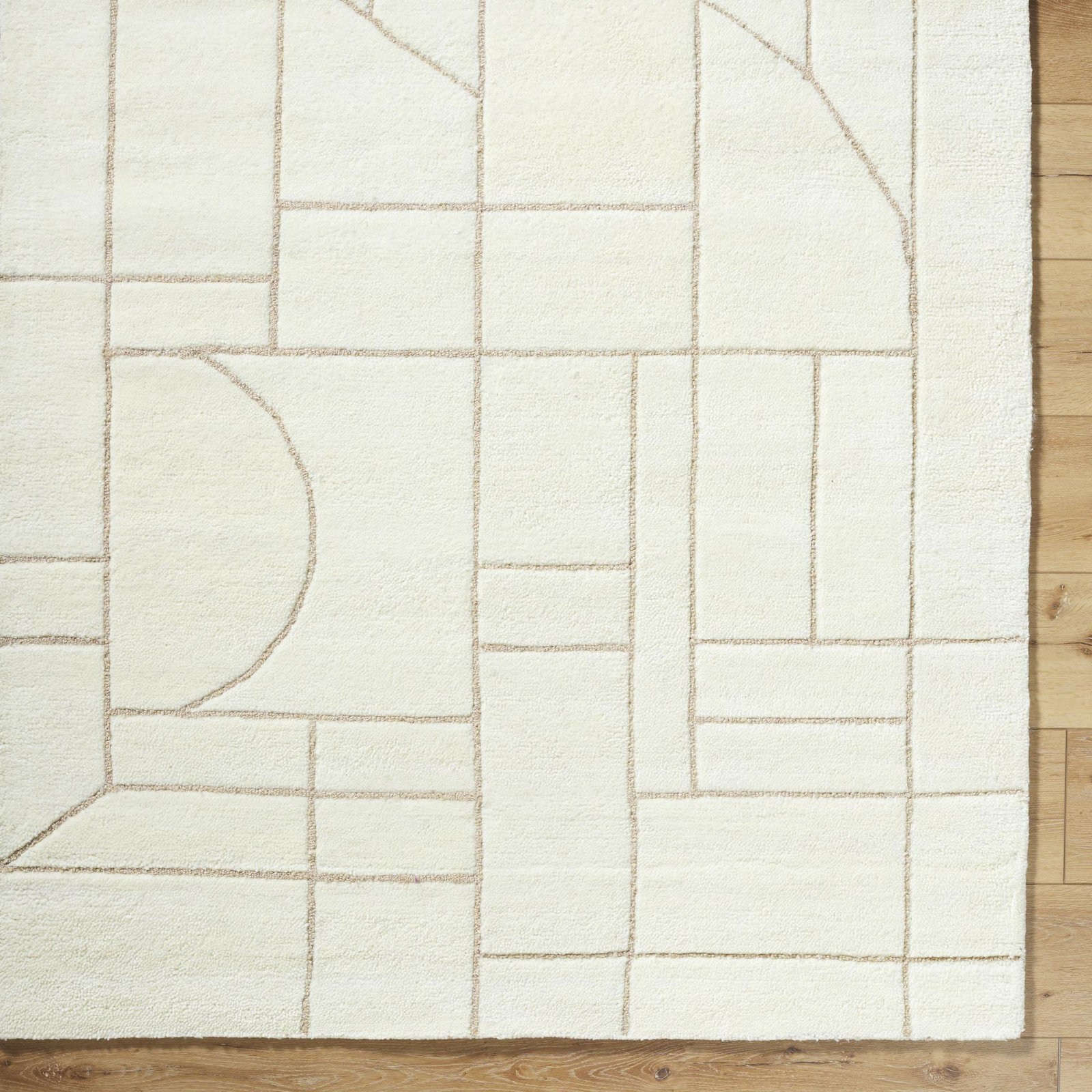 Lorette Hand Tufted Wool Cream Rug, Rectangle 2' x 3'