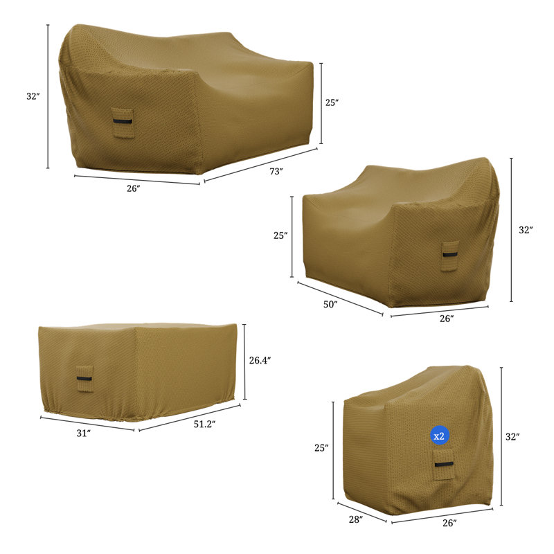 Layinsun Patio Furniture Conversation Set Cover, 5 Piece Outdoor Furniture Covers, Water-Repellent UV & Weather-Resistant Covers for Sofa, Loveseat, Chairs & Table