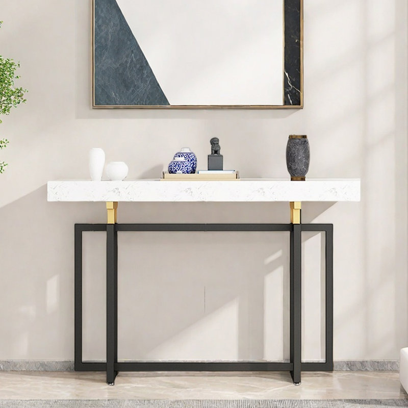 Console Nordic Minimalist, Noir et or, Blanc, H 31,5 po x l 39,4 po x P 11,8 po