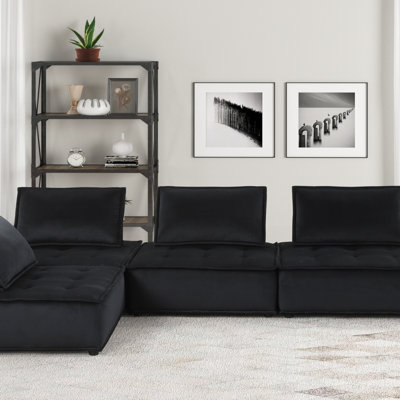 Canapé modulaire en velours 4 pièces