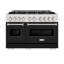 ZLINE 48" Classic DuraSnow Gas Range w/ 8 Burner Cooktop & Black Matte Doors