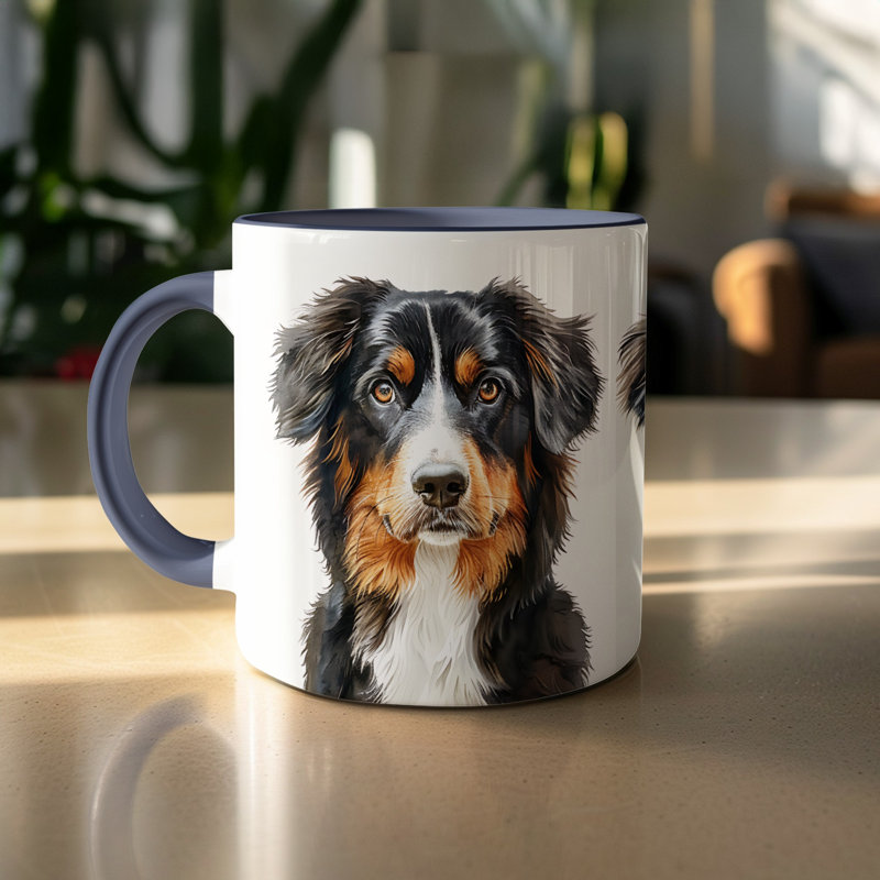 Cute Yorkshire Terrier Dog Design 11oz Coffee Mug, 3, Navy
