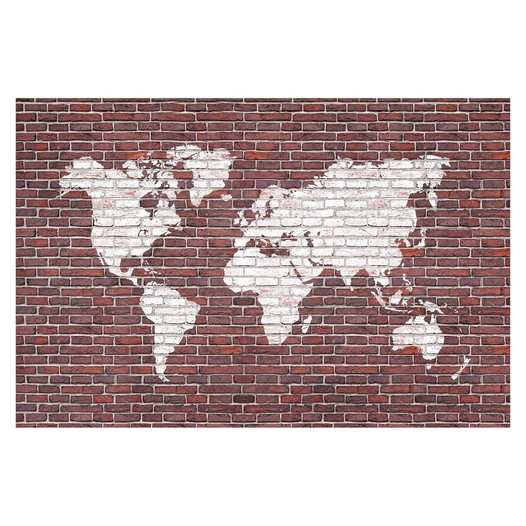 Strukturierte Tapete Brick World Map 1,9 m x 288 cm