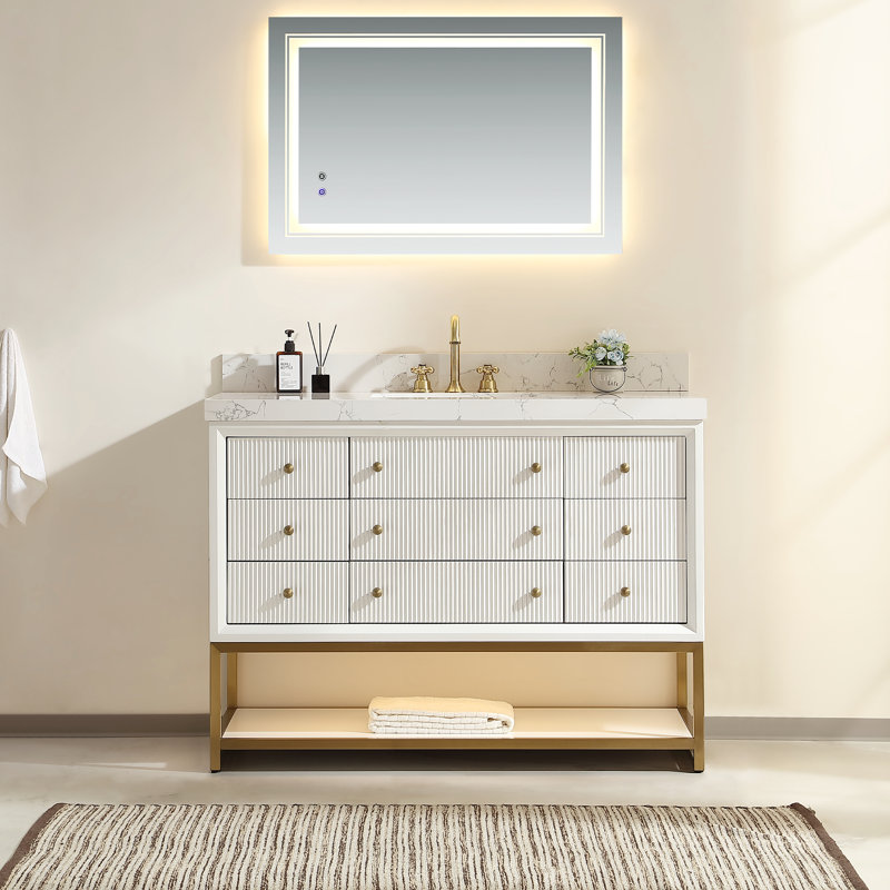Ensemble de salle de bain 48 po entièrement assemblé, Blanc