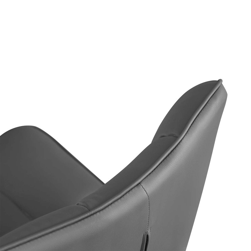 Raffertie 19.6" H PU Leather Upholstered Modern Dining Chairs With Black Metal Frame and Checker-Shaped Backerst, Gray, 2