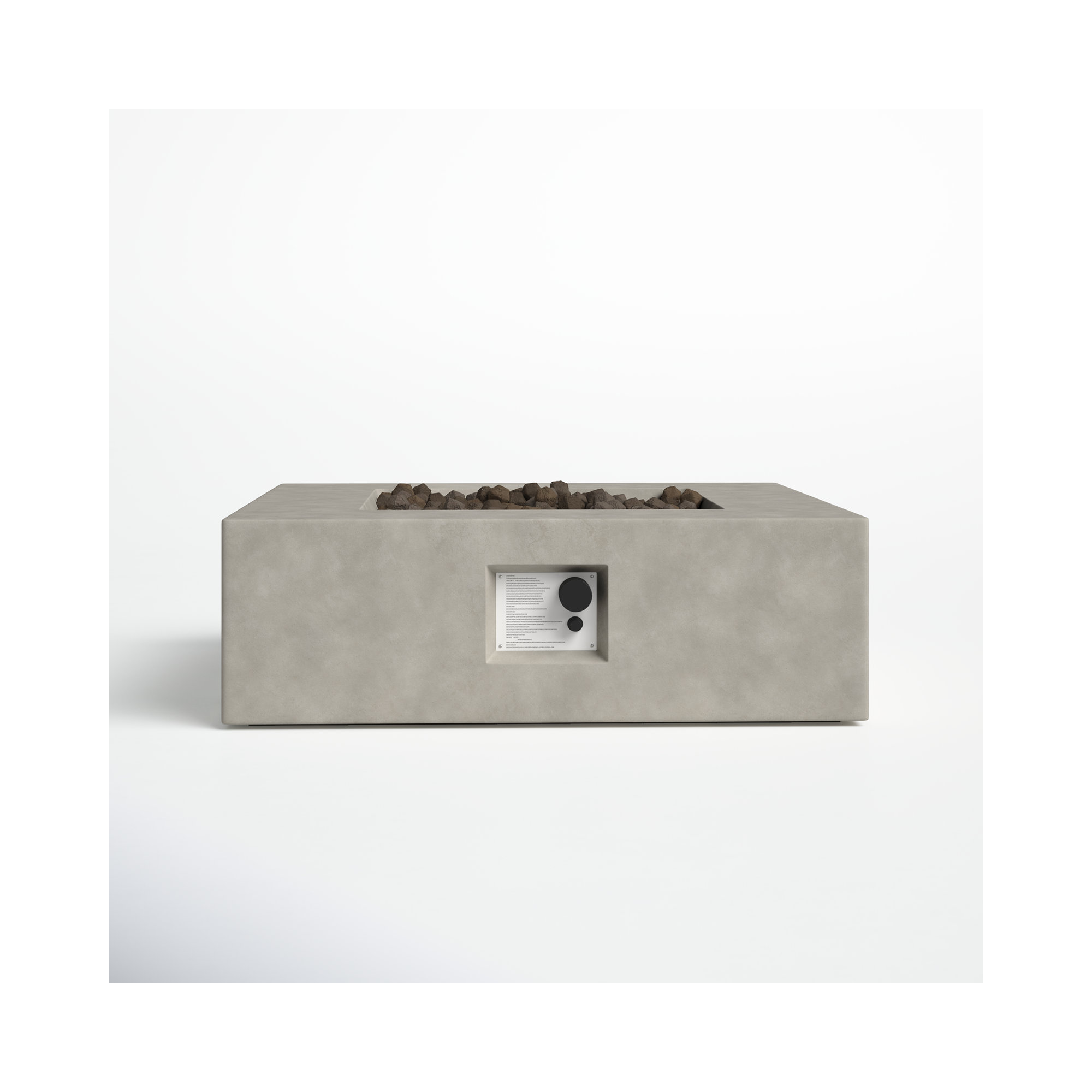 Rashid Fire Pit Table, 12" H x 34" W x 34" D, Natural Concrete