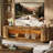 70.9-Inch Farmhouse TV Stand with LED Lights and Open Storage