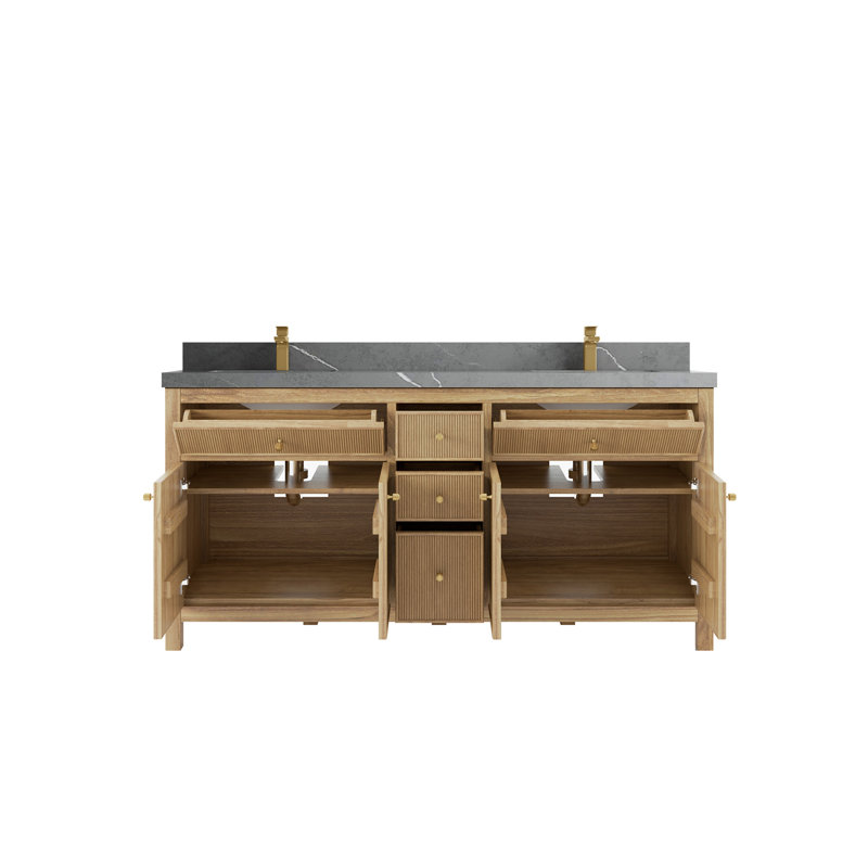 Ensemble de meuble-lavabo double 72 ", Gris Piatra