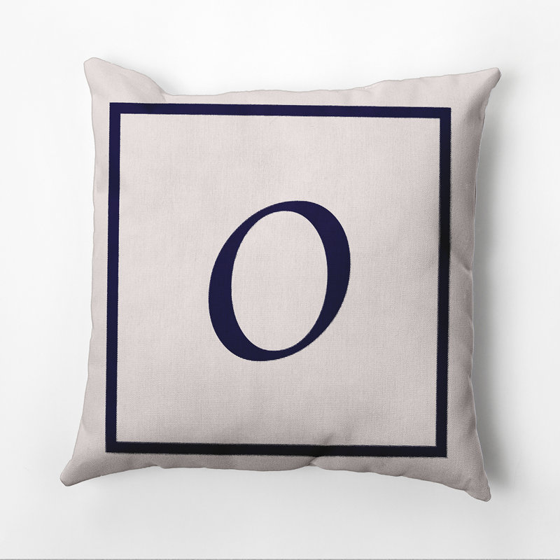 Reversible Throw Pillow, 16"x16", Navy Blue/White, O