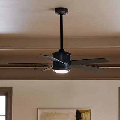 Ventilateur de plafond à DEL de 48 po Brahm avec pales réversibles noir satiné / argent et télécommande Brahm
