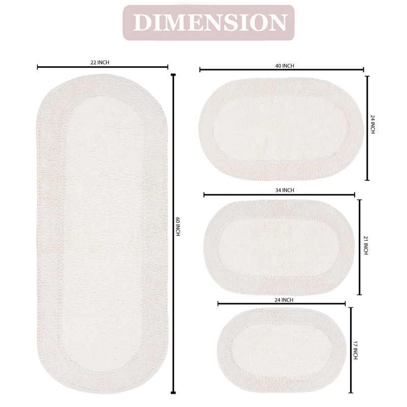 Tapis de bain 100% coton Eveland, Ivoire