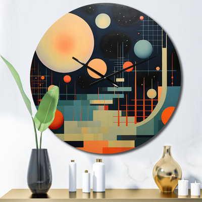 Pleine lune Visions Mid-Century abstrait géométrique - horloge murale moderne Mid-Century