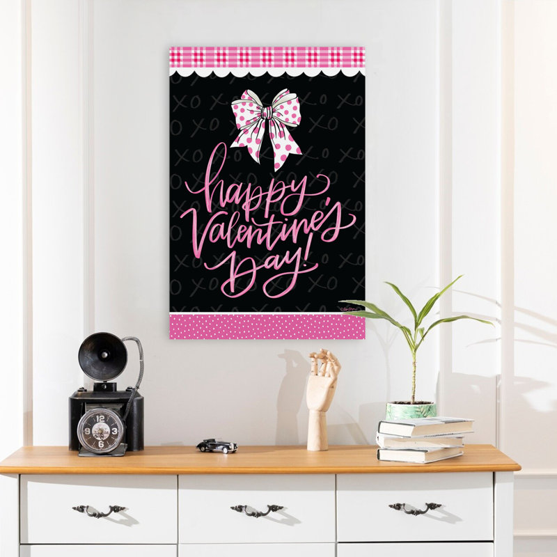 Joyeuse Saint-Valentin - art contemporain à motif d'arc rose Xo, H 24 po x l 16 po