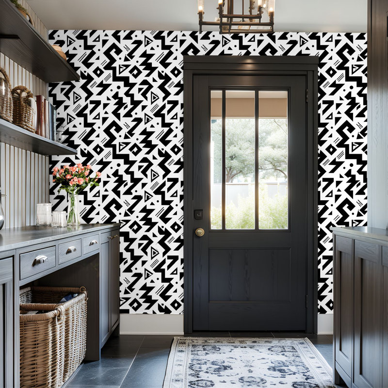 Papier peint peler et coller en PVC, revêtement mural auto-adhésif amovible avec nappes abstraites pied-de-poule, vêtements, chemises, literie, impression imperméable pour la décoration intérieure - rouleau