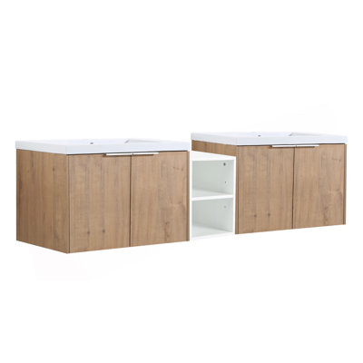 Meuble-lavabo sophistiqué avec portes à fermeture en douceur et grand espace de rangement