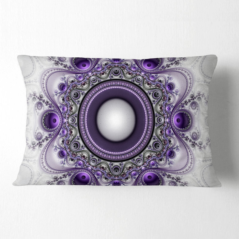 Motif de fractale mauve avec cercles - Coussin décoratif abstrait, Mauve