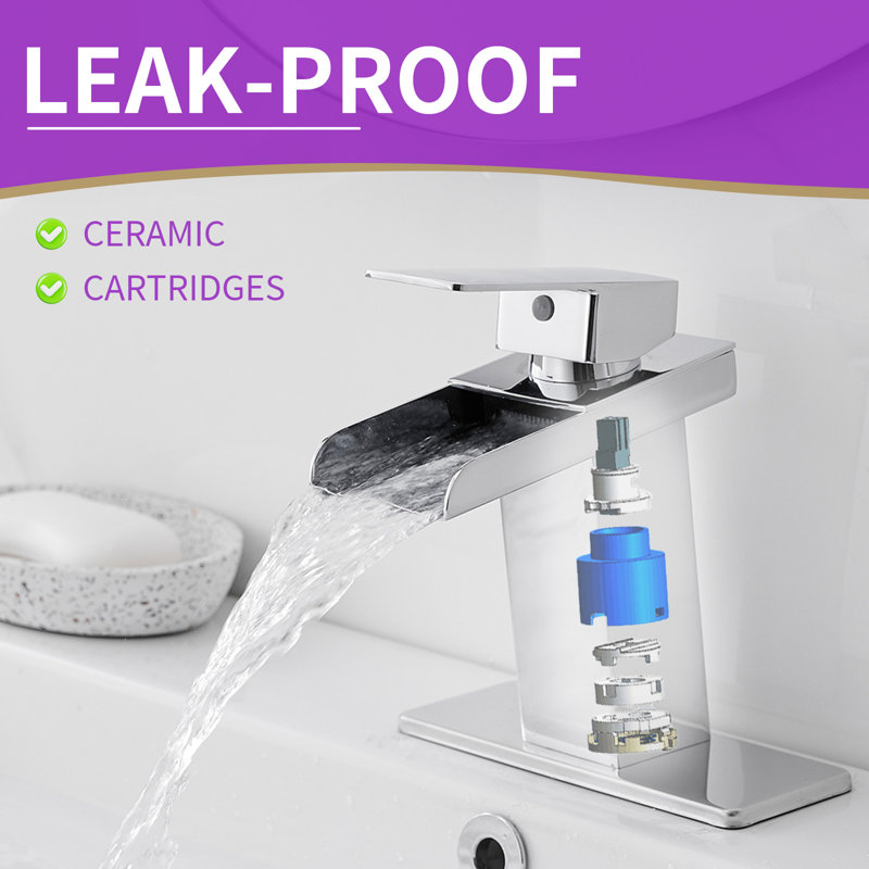 Polished Chrome Waterfall Single-Handle 6.61" Bathroom Faucet