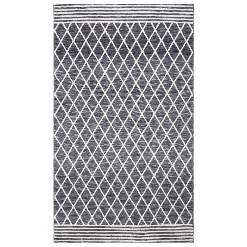 Tapis gris / ivoire Amaja, Rectangle de 5 pi x 8 pi