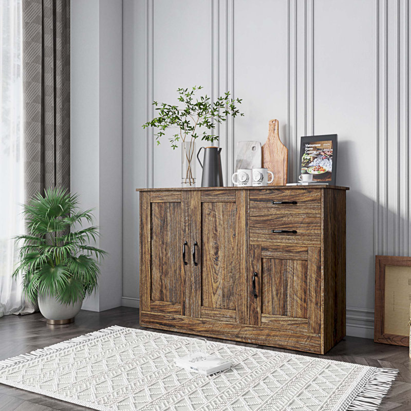 Wolken Modern Wood Buffet Sideboard With 2 Doors And 1 Storage And 2 Drawers, Espresso