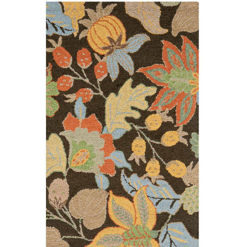 Tapis floral en laine crocheté à la main Emrick Blossom, Rectangle 4 pi x 6 pi