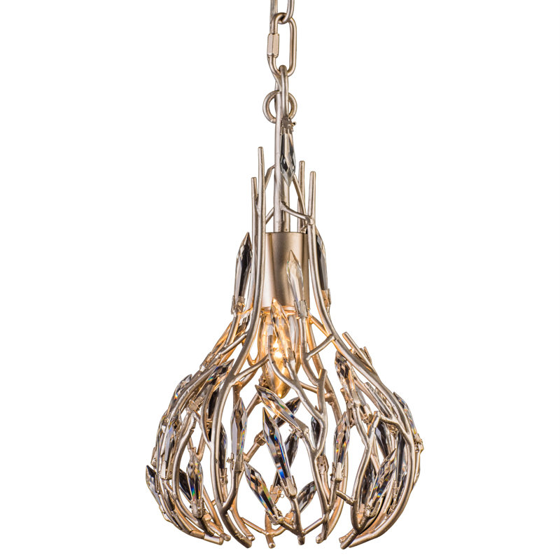 Mini-luminaire suspendu en cristal 1 lumière Bask - Poussière d'or
