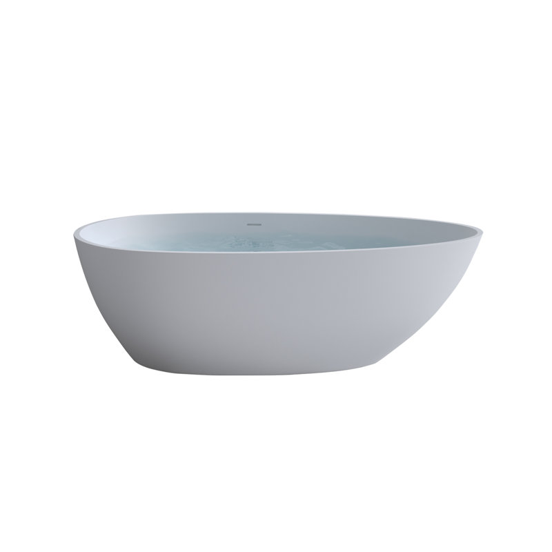 Solid Surface Matte Tub, Freestanding Solid Surface Resin Stone Bathtub, Solid Surface Soaking Tub,Free Standing Tub With Overflow And Pop-Up Drain