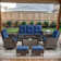 7-Pieces Wicker Outdoor Conversation Set for 6 Person With 2 Rocking and Swivel Chairs & Fire Pit Table