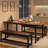 63" Dining Table Set for 4-6, Large Extendable Kitchen Table Set with 2 Upholstered Benches for 6, 3 Piece Rectangle Dining Table Set for 4 for Apartment, Saving Space