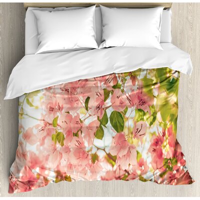 Spring Bougainvillea Flowers Branches in Sunny Summer Blossoms Nature Park View Duvet Cover Set -  Ambesonne, nev_29323_king