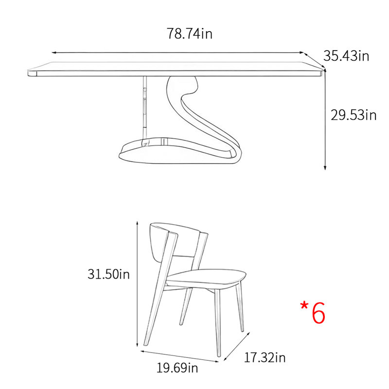 Modern simple rectangular home dining table sets, 29.53"H x 78.74"L x 35.43"W, White/Gray