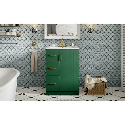Meuble-lavabo avec lavabo, petite armoire de lavabo avec 2 tiroirs et porte à fermeture douce Defelice