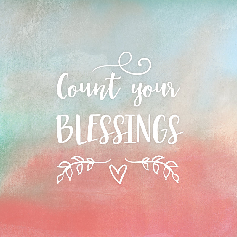 Count Blessings Rustic Teal And Coral - Wrapped Canvas Print, 30cm H x 30cm W x 3.8cm D
