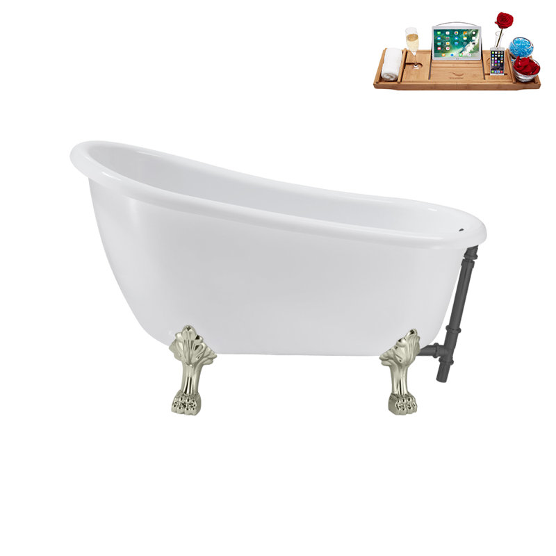53.1'' x 25.6'' Soaking Acrylic Bathtub, Brushed Nickel, Brushed Gun Metal
